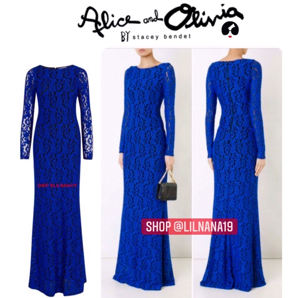 🆕🏷 ALICE + OLIVIA  Lace Long Maxi Dress Gown Sz4